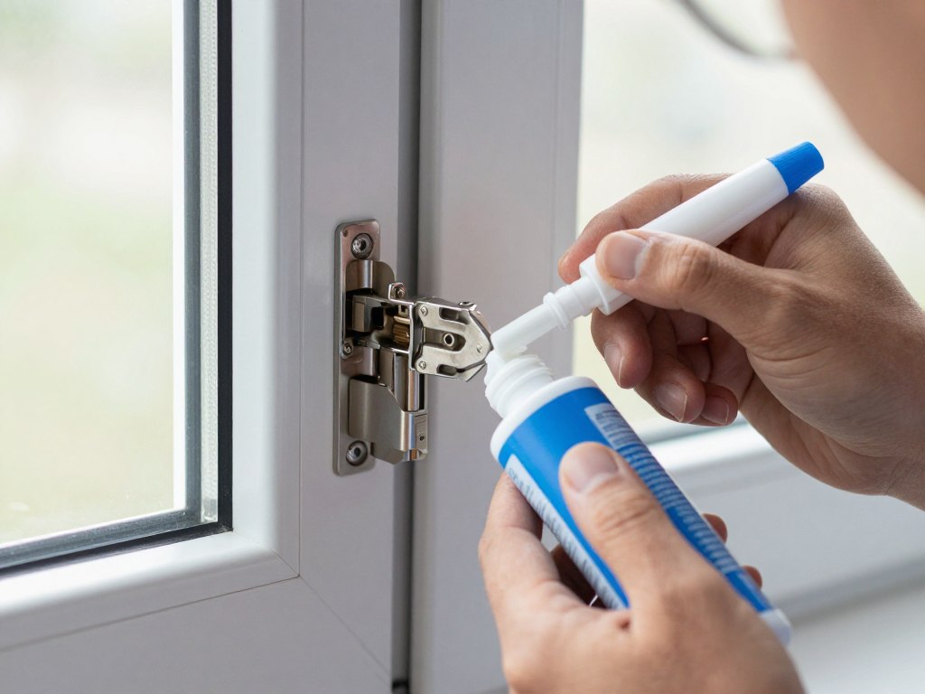 Lubricating moving parts of aluminium window hardware