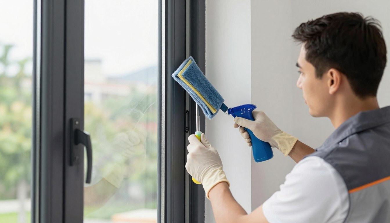 Professional maintaining aluminium windows and doors